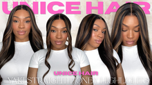 Load image into Gallery viewer, Honey Blonde Highlight Yaki Straight 7x5 Wig 24”