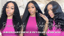 Load image into Gallery viewer, Kinky Straight | Burmese Curly 2-IN-1 Texture Wig 24”