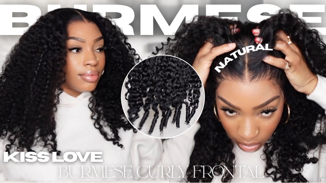 Burmese Curly Frontal Wig 24”