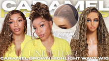 Load image into Gallery viewer, Caramel Brown &amp; Blonde Wavy 13x4  Wig 24”
